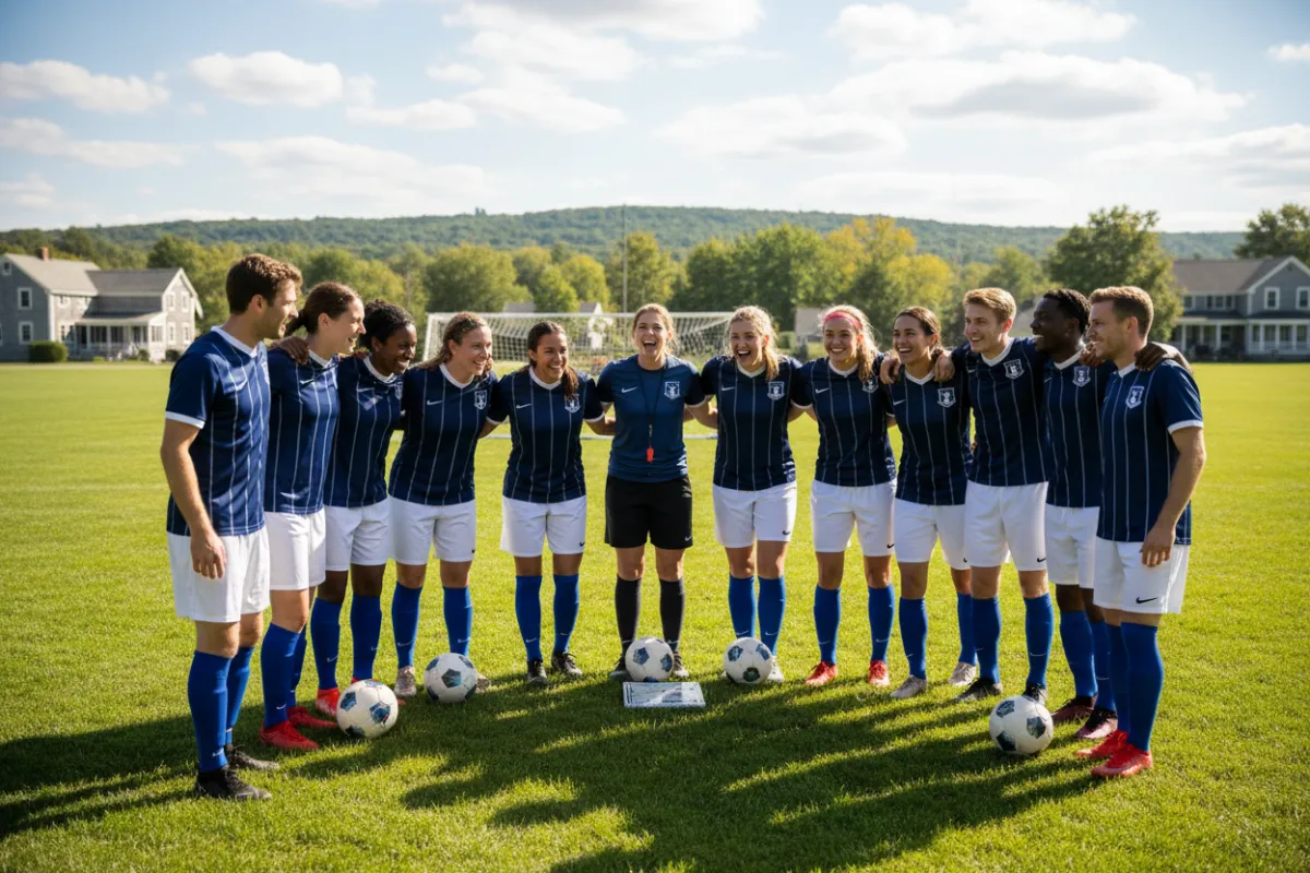 Soccer team wearing custom uniforms for high school and club teams