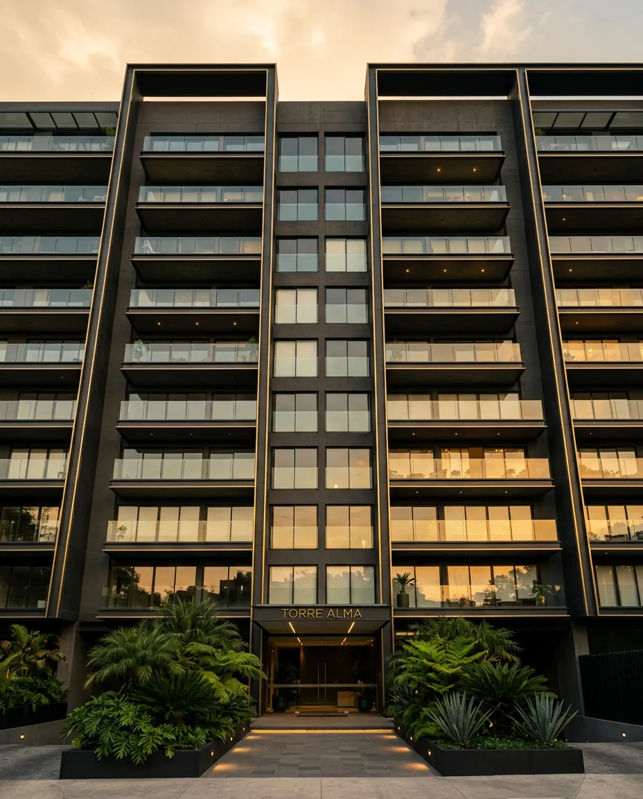 Fachada arquitectónica residencial contemporánea de alta gama en la Ciudad de México