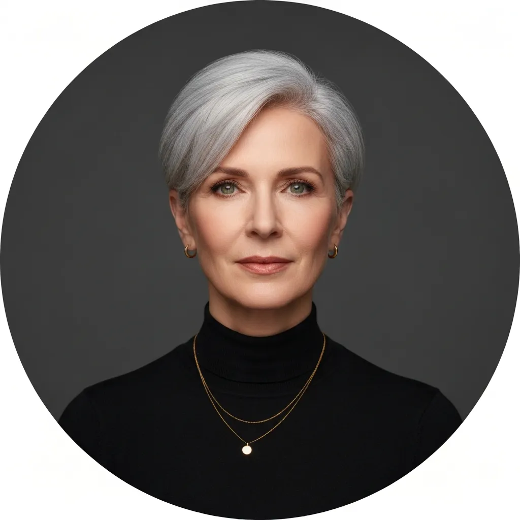 Small circular portrait photo of a woman