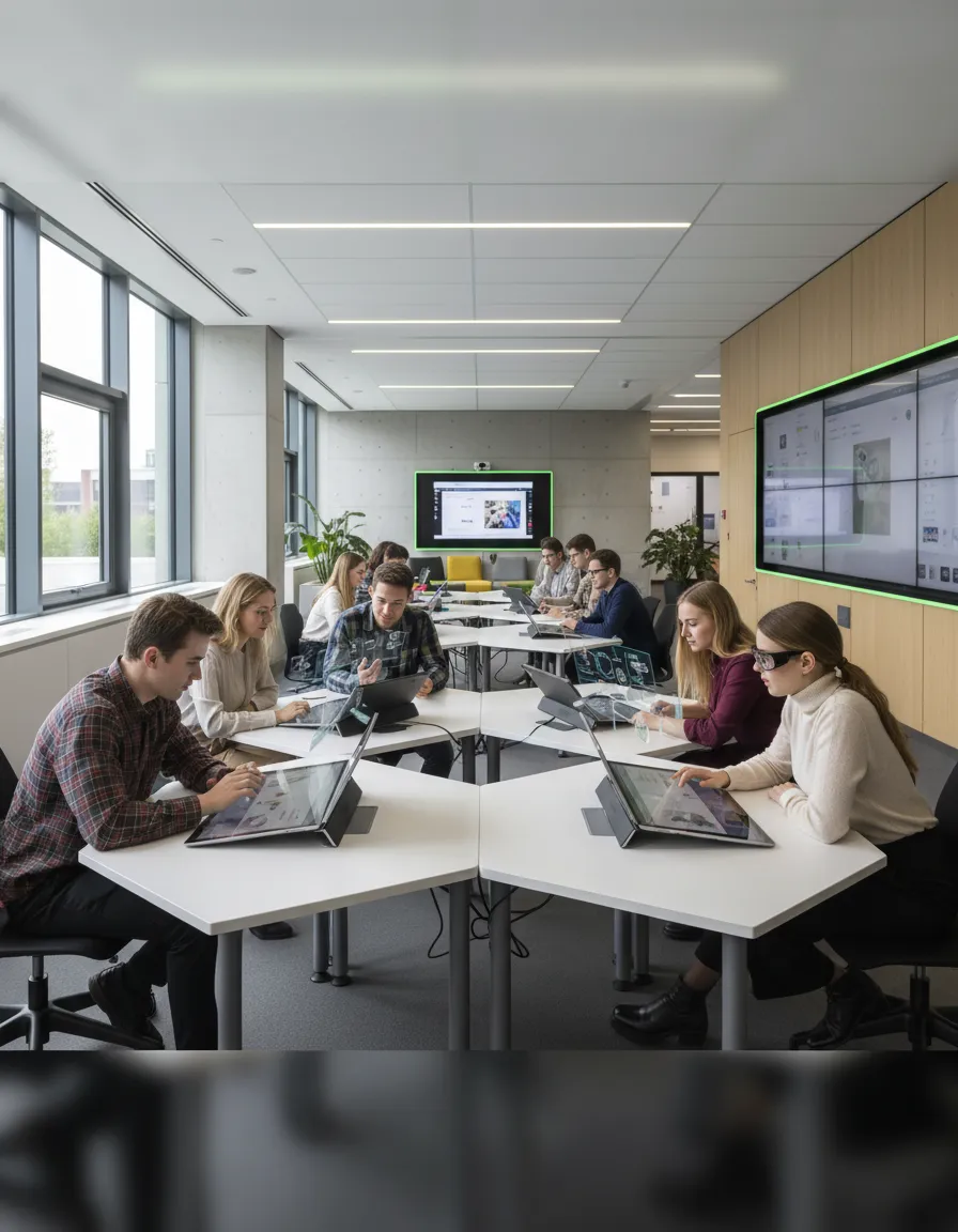 Students learning in modern spaces