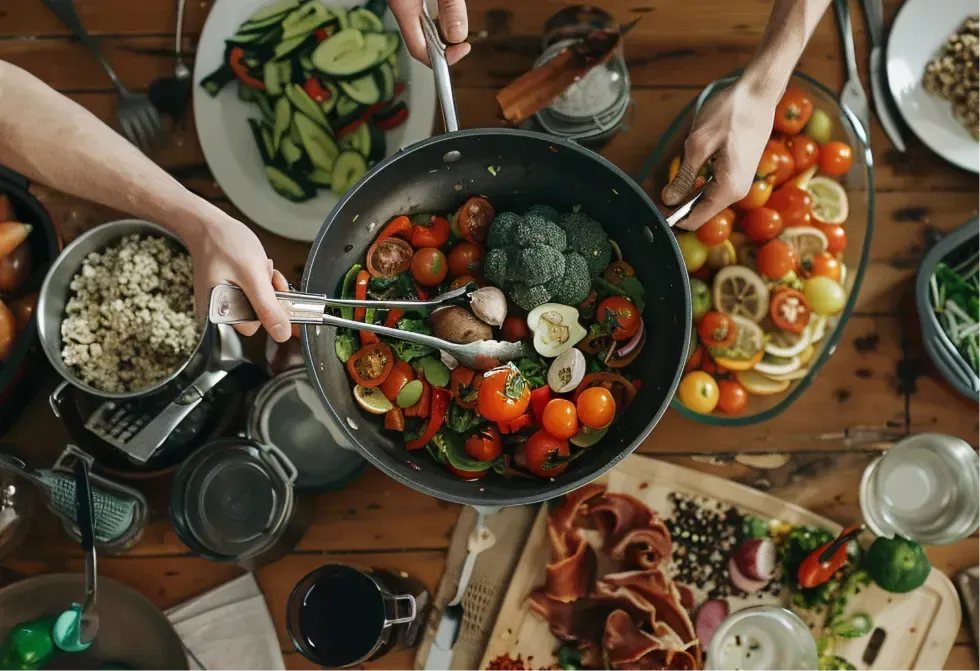 Healthy food spread being prepared