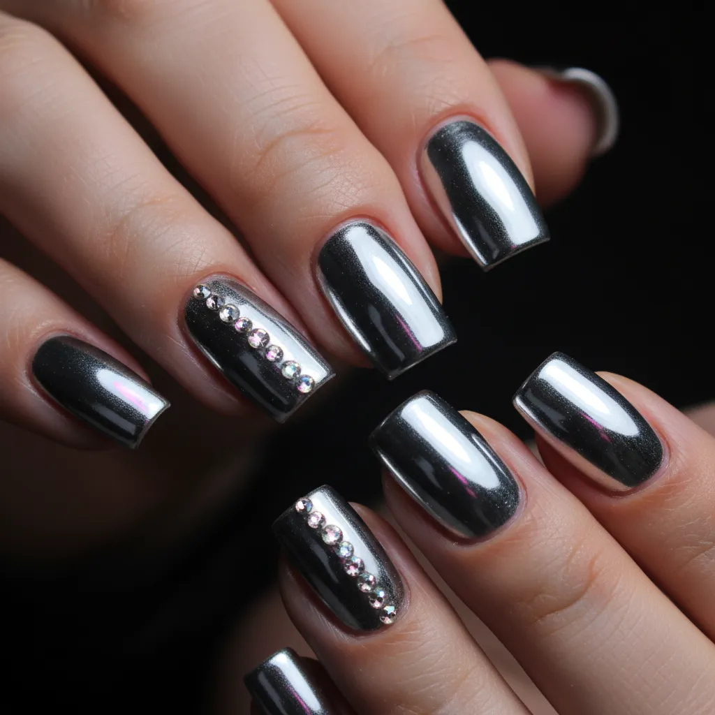 Macro fotografía de uñas con brillo espejo