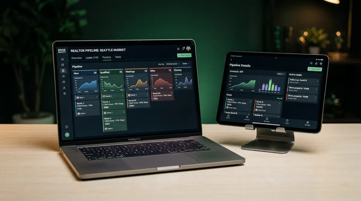 Automated real estate CRM pipeline dashboard interface