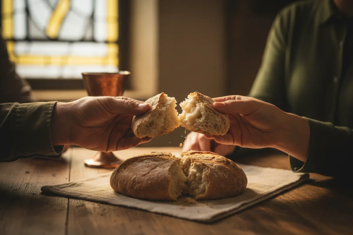 Breaking bread for communion