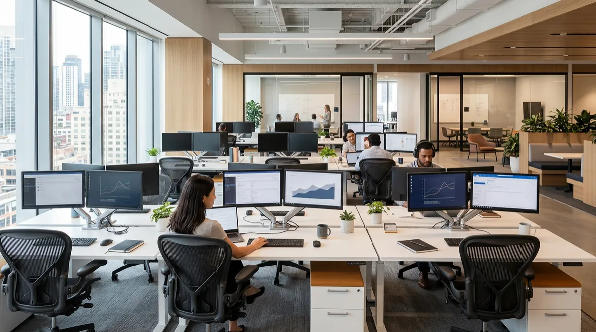 Office space with desks and chairs