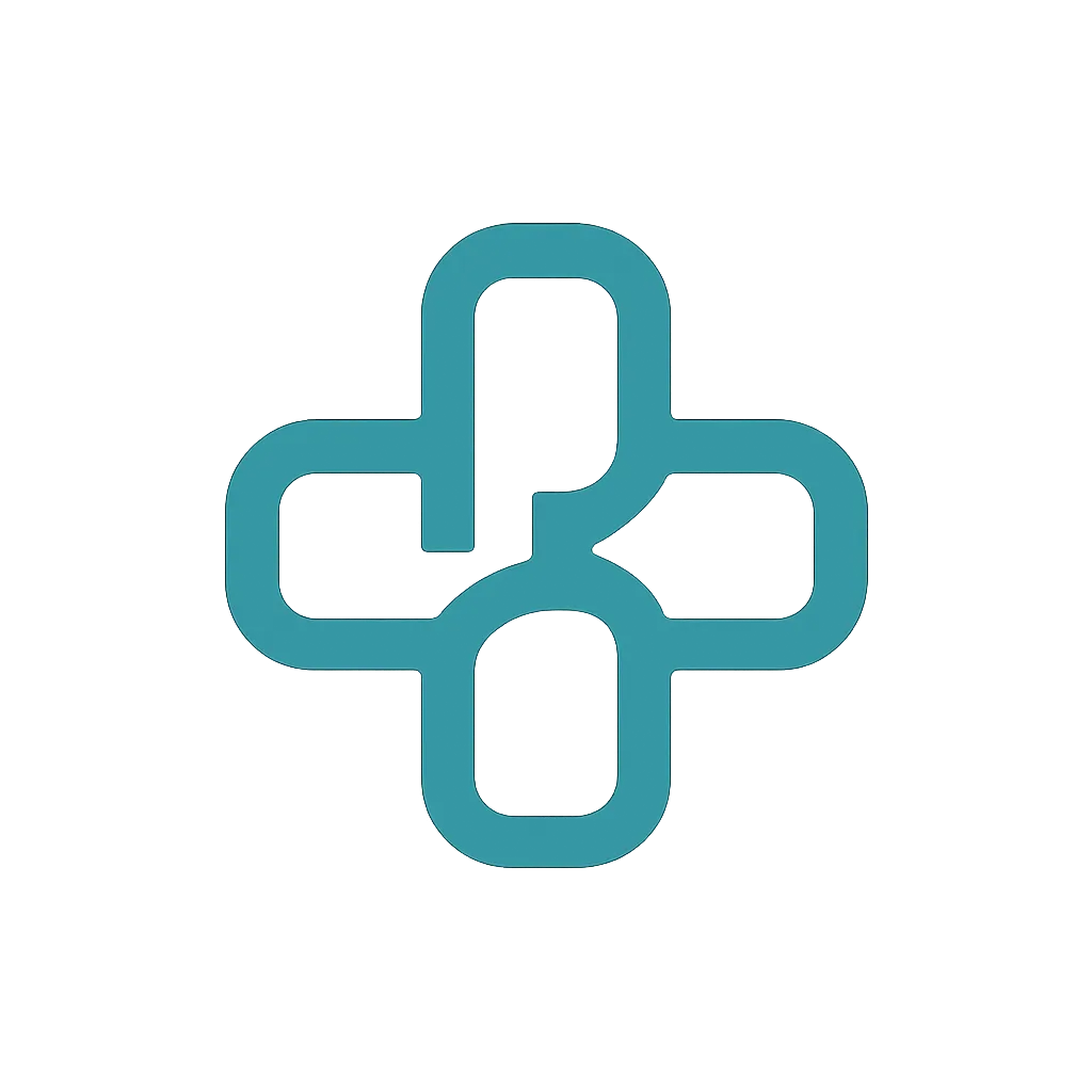 Sanguine Health logo featuring a teal cross-like icon and dark text