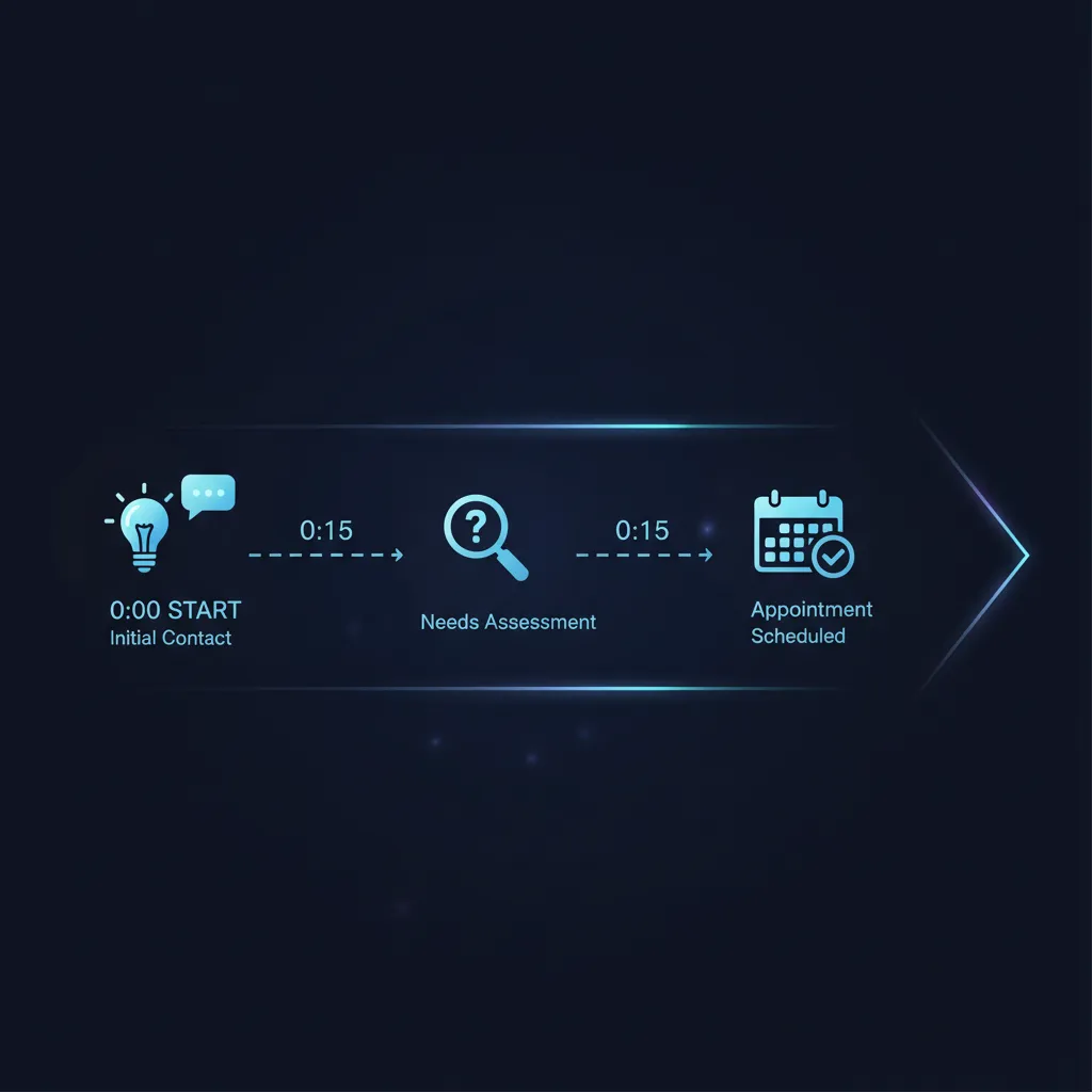 Customer journey timeline from message to booking.