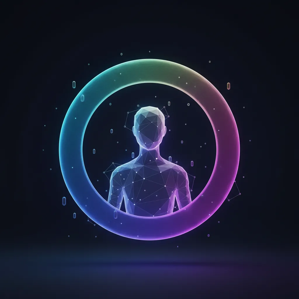 Iridescent AI receptionist and scheduling illustration for Minka Digital