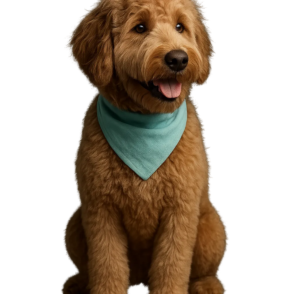 Joyful fluffy dog freshly bathed and styled in a modern boutique pet grooming salon