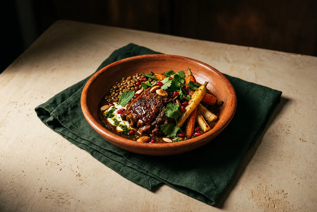 Plated heritage dish with refined presentation and local spices