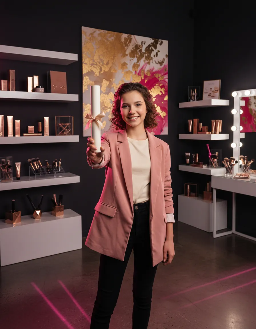 Teenager exploring professional beauty career paths
