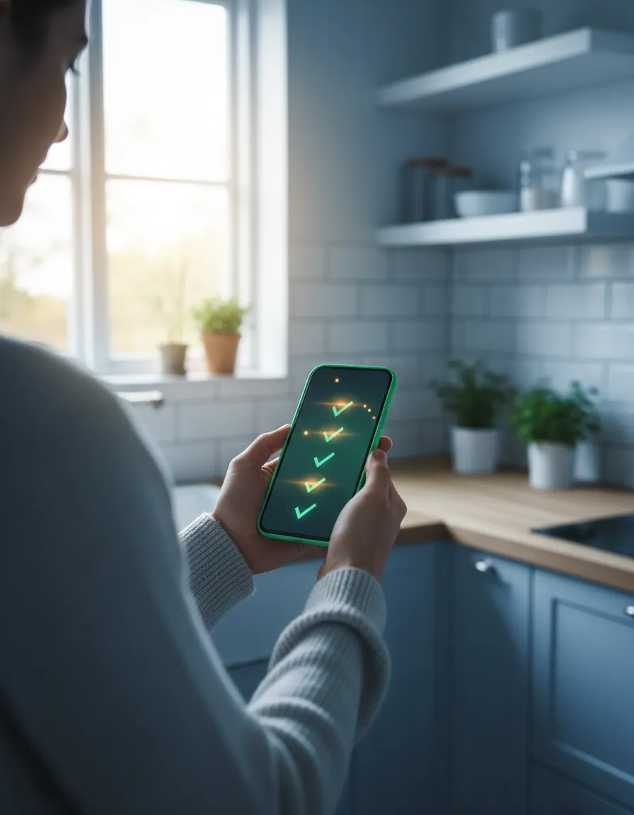 Smartphone showing paid survey checkmarks and earnings