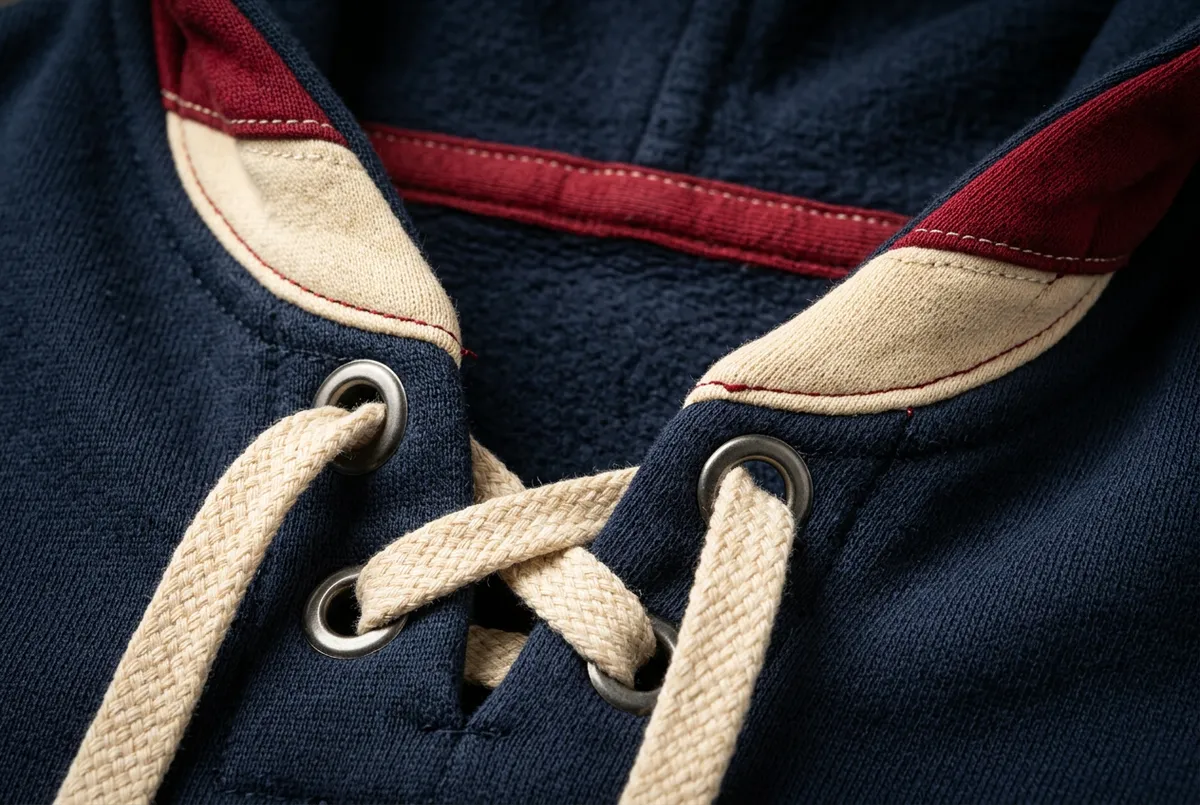 Custom cut-and-sewn panels showing team color matching and lace neckline
