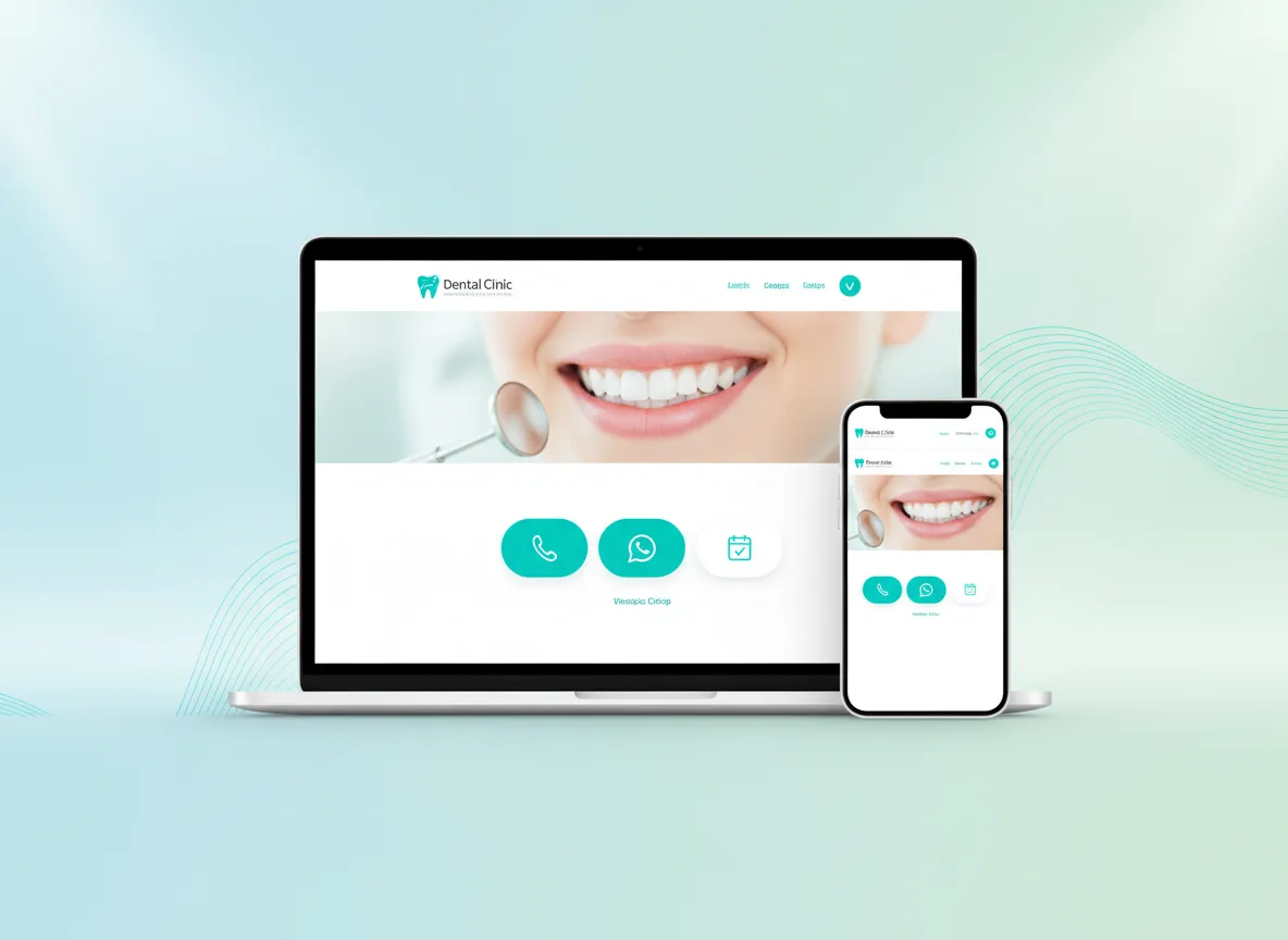 Preview of a modern dental clinic website on laptop and mobile