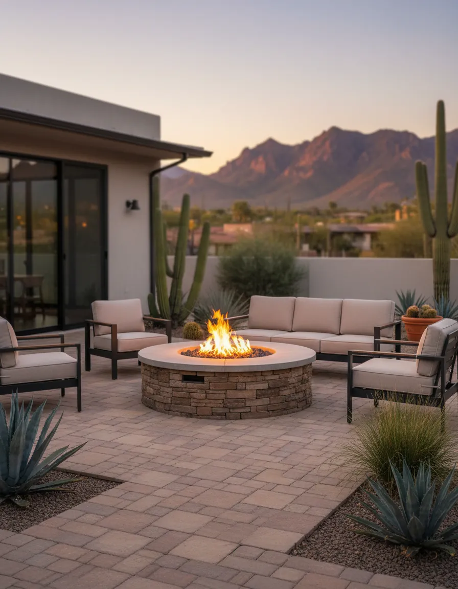 Patio with fire pit vertical