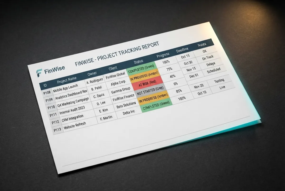 Mockup corporativo de hoja de cálculo con columnas de seguimiento de pacientes potenciales y pipeline comercial