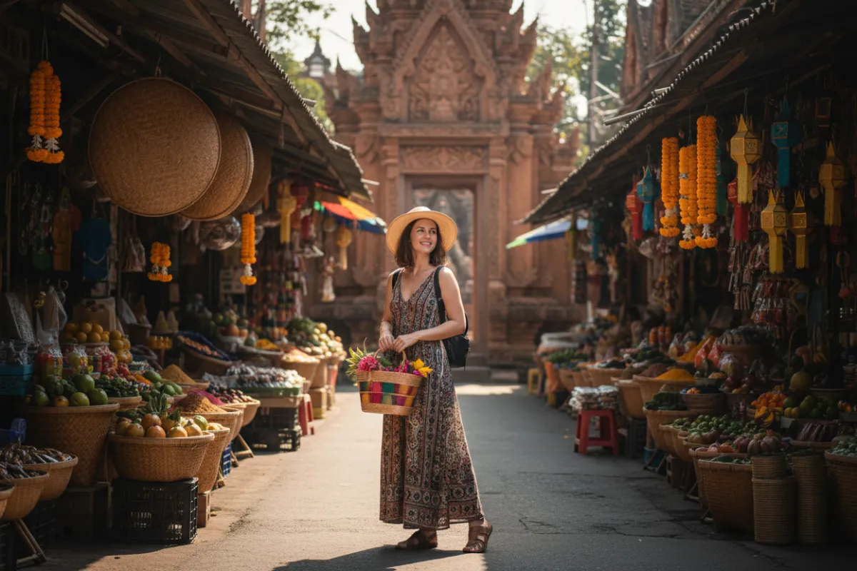 Cover image: female solo traveler with backpack and map, promoting a free guide