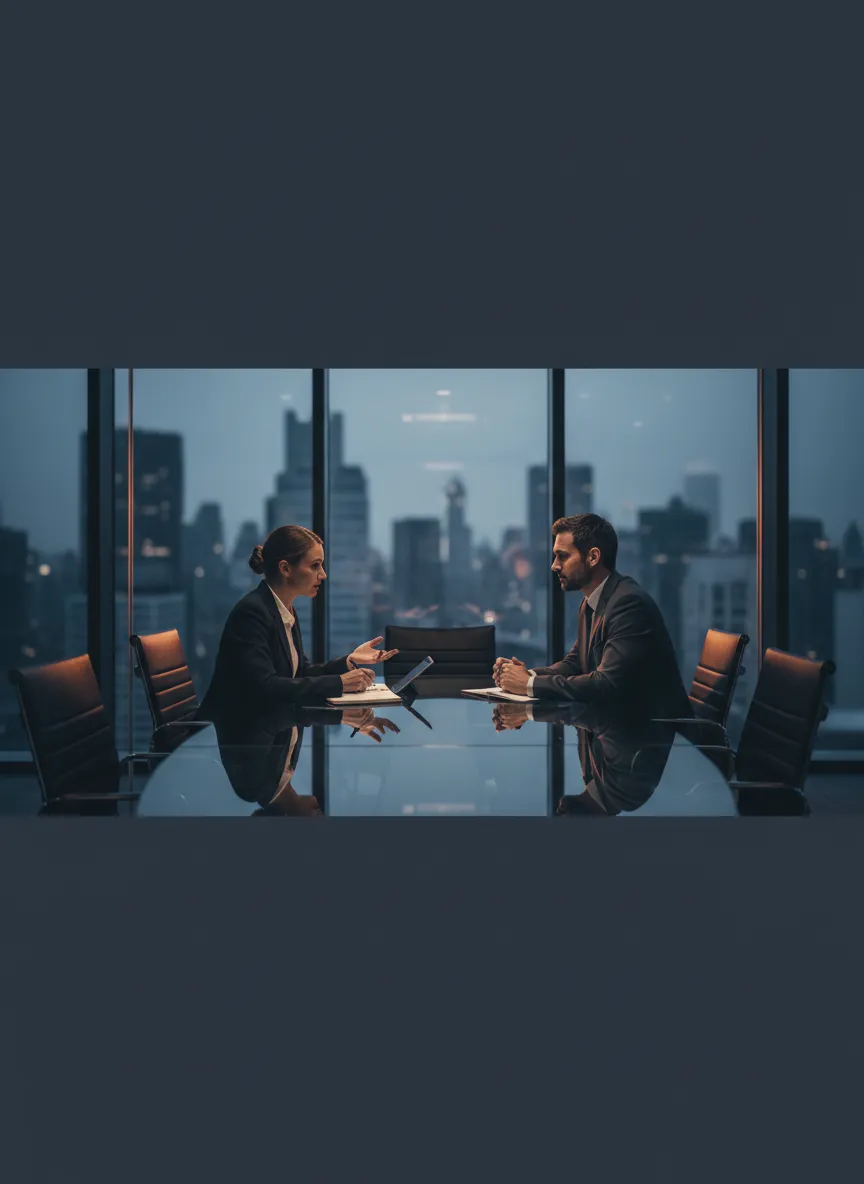 Professional life insurance advisor confidently consulting with a family