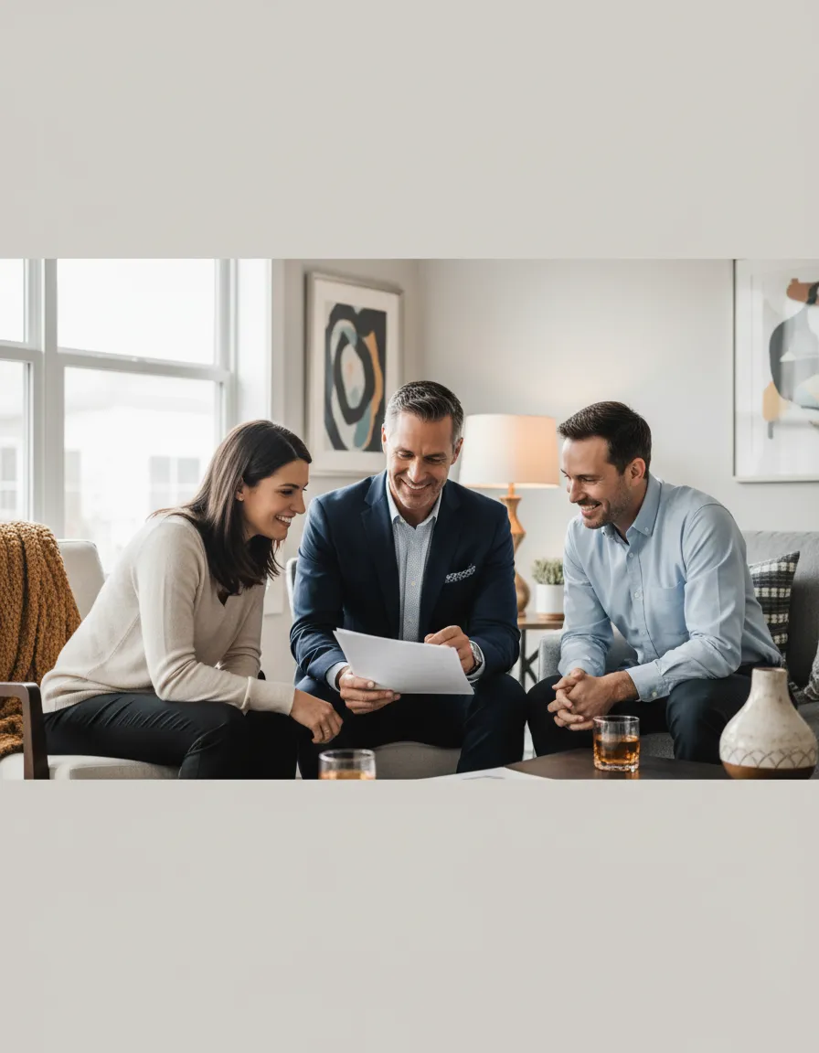 A Hard Roc Academy advisor speaking calmly with a family, illustrating an educational approach to financial security.