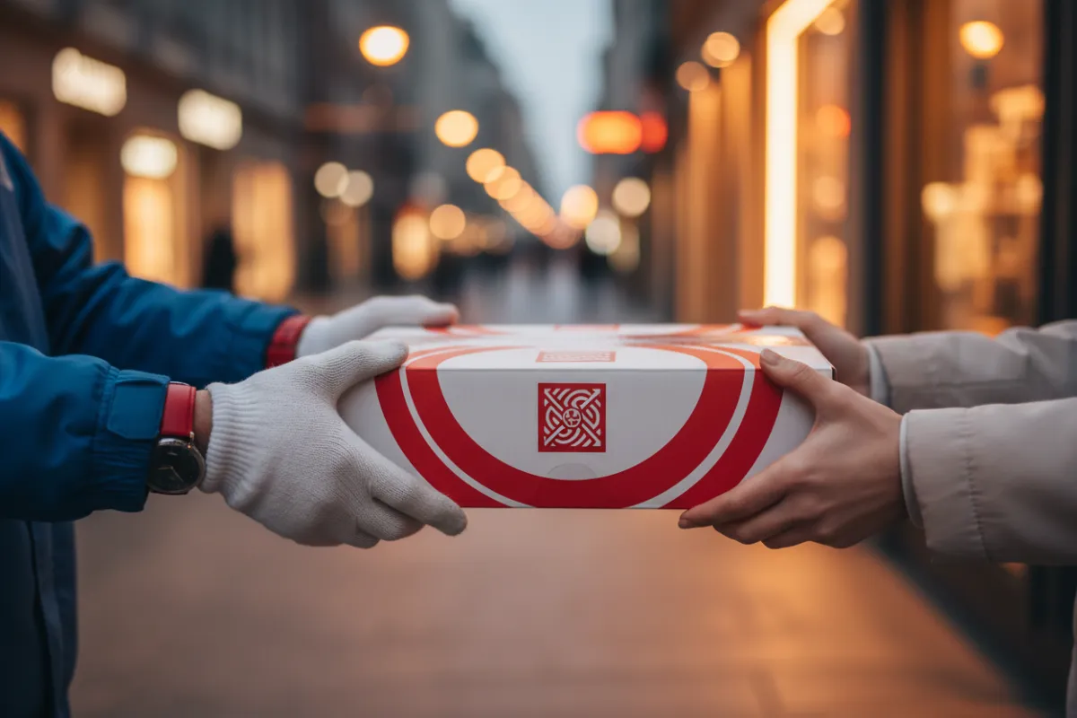 Real-time delivery tracking with red brand accents