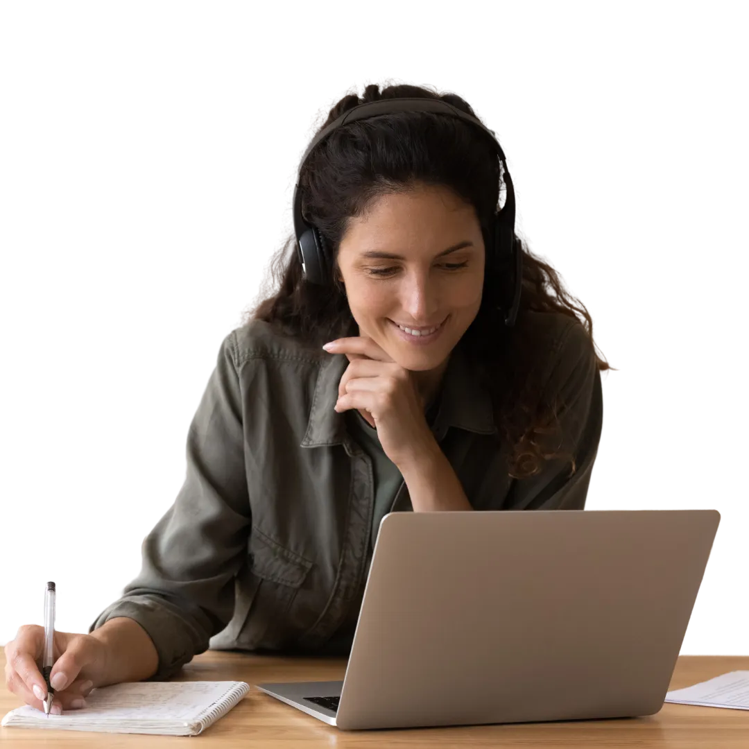 Woman working at laptop