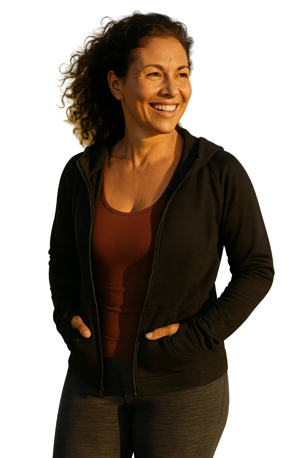 Aspirational woman in her 40s feeling vibrant, energetic, and healthy in sunny Tampa Florida