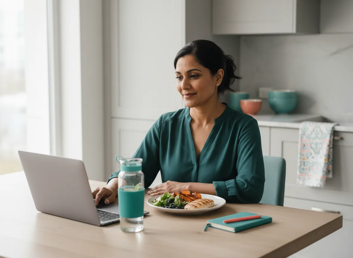 Person preparing healthy meal and planning wellness routine while on GLP-1