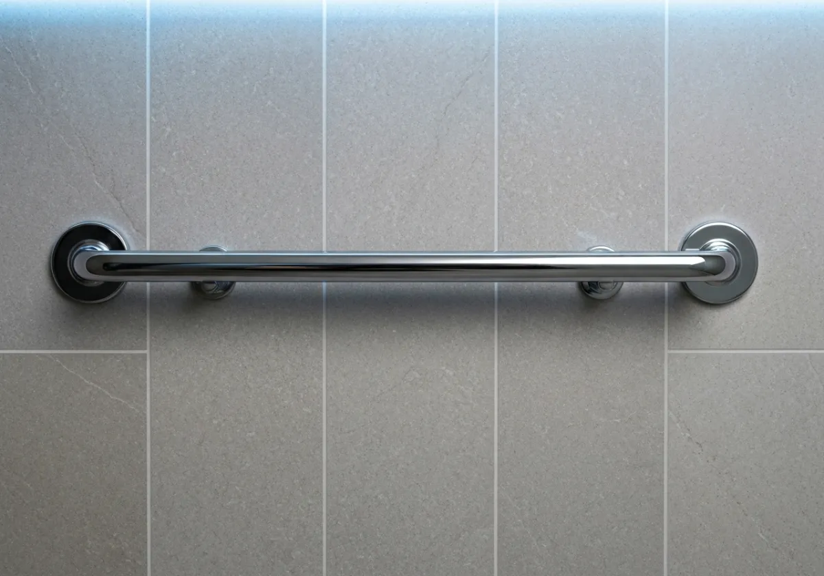 Stylish, sturdy grab bars in a modern shower