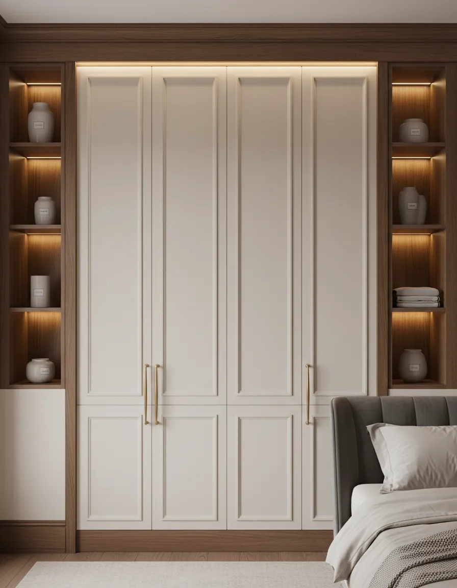 Floor-to-ceiling built-in bedroom wardrobe