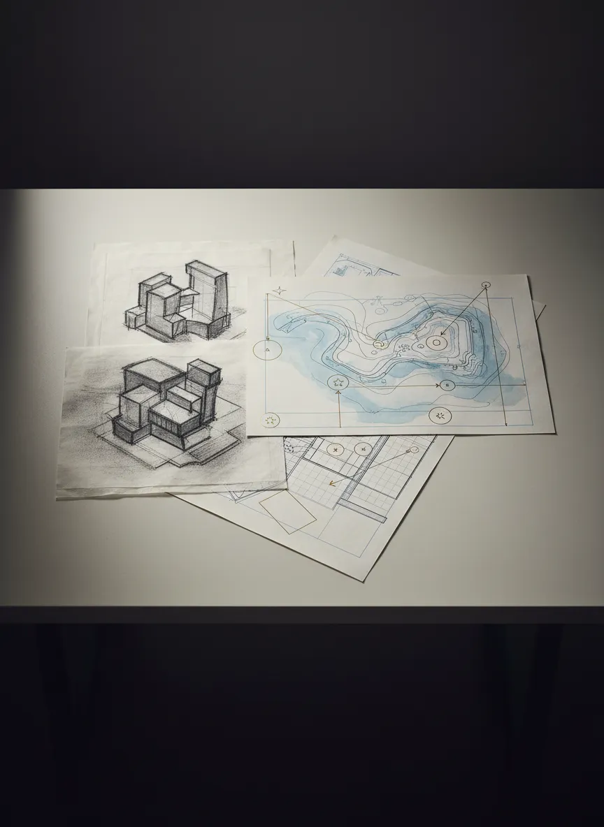 Architectural massing study and permitting plans for Palm Beach luxury estate