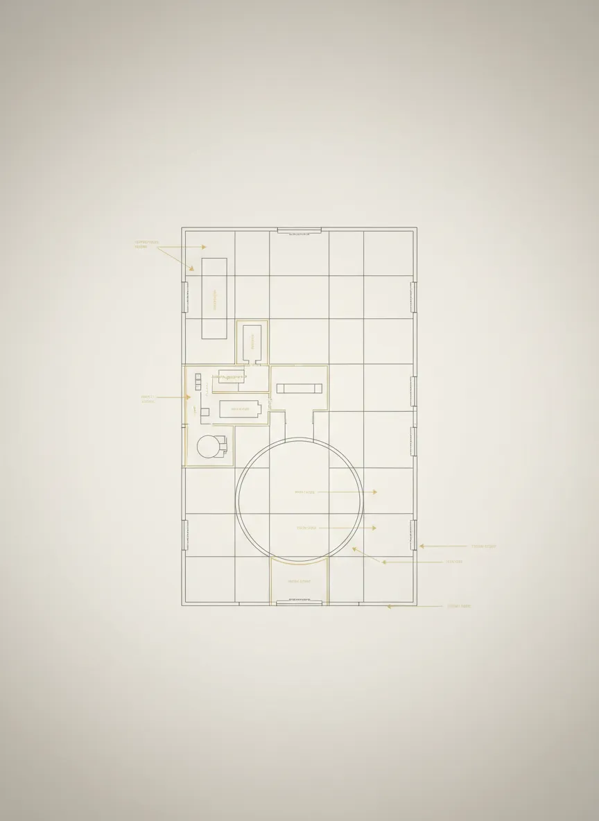 Architectural sketch and site plan analysis for Palm Beach luxury estate