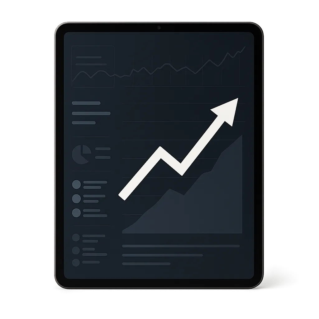 Clean, high-end strategy session or dashboard displaying marketing results