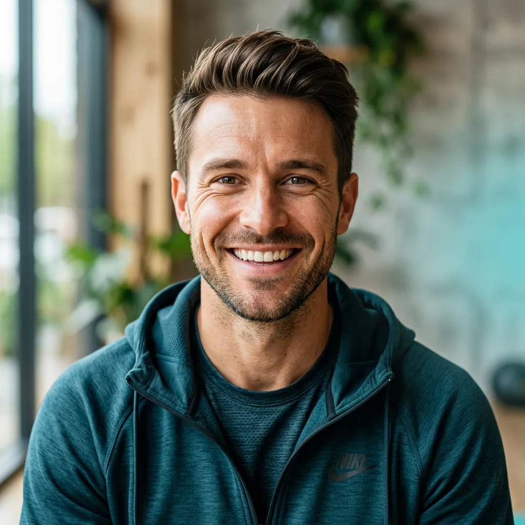 Portrait souriant et confiant de Thomas