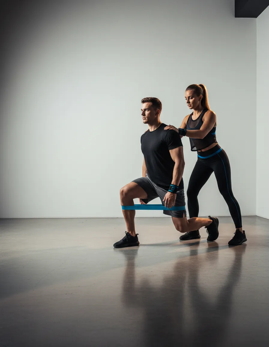 High-energy professional fitness coach training a client to stay consistent