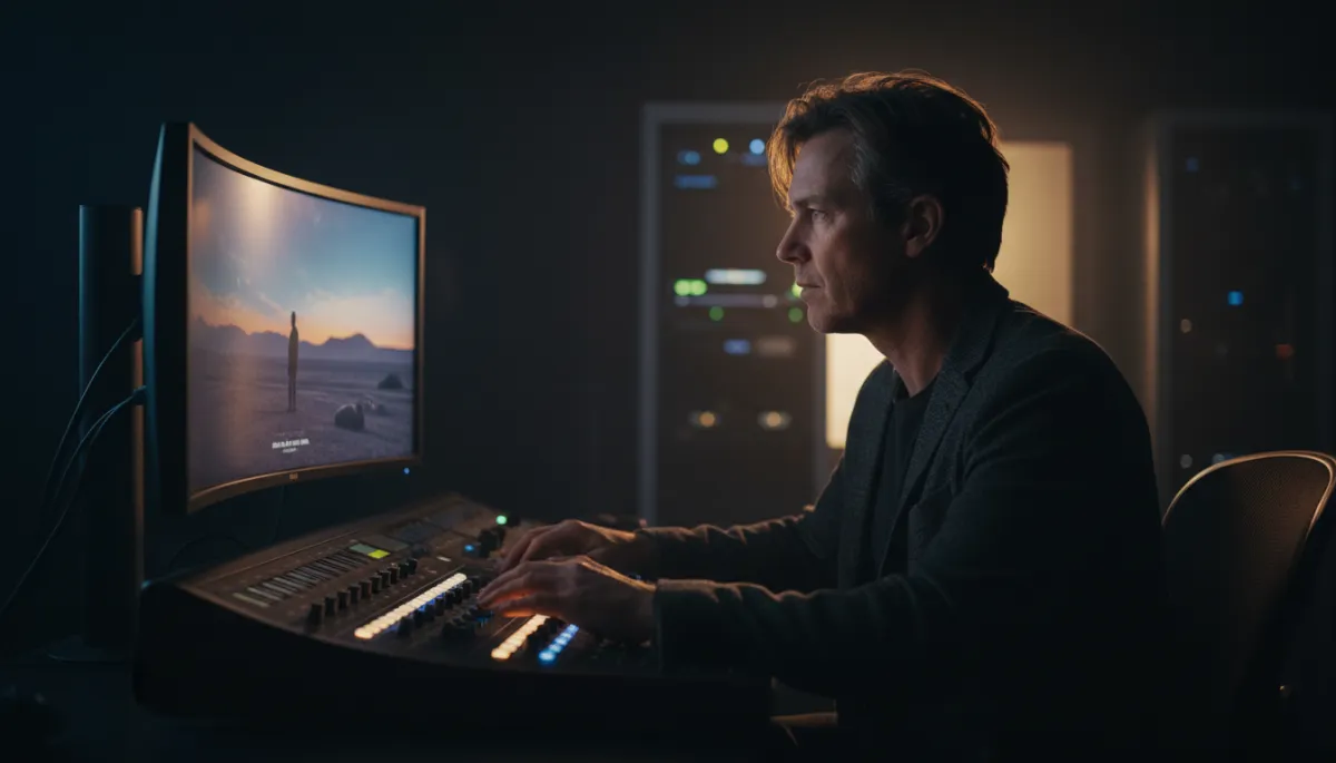 Director reviewing footage on a high-end monitor