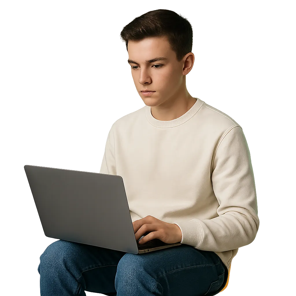 Teen actively working on a marketing campaign