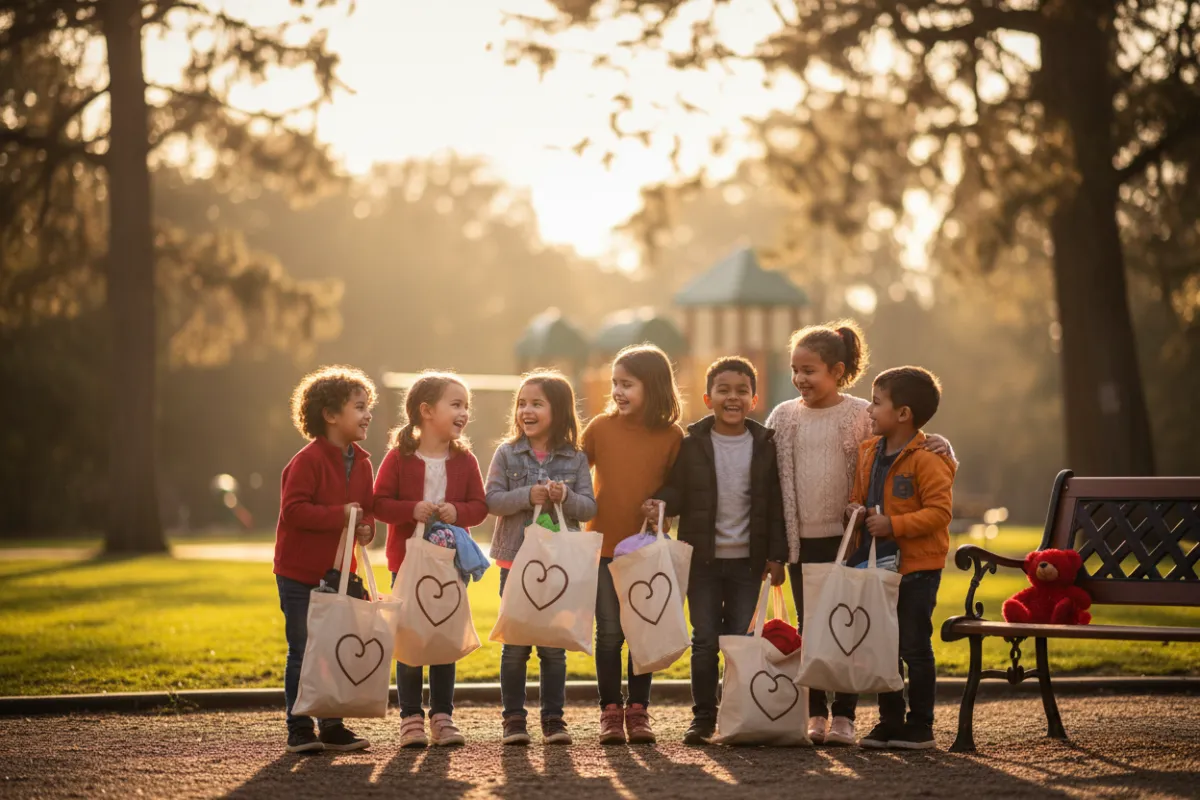 Children holding bags
