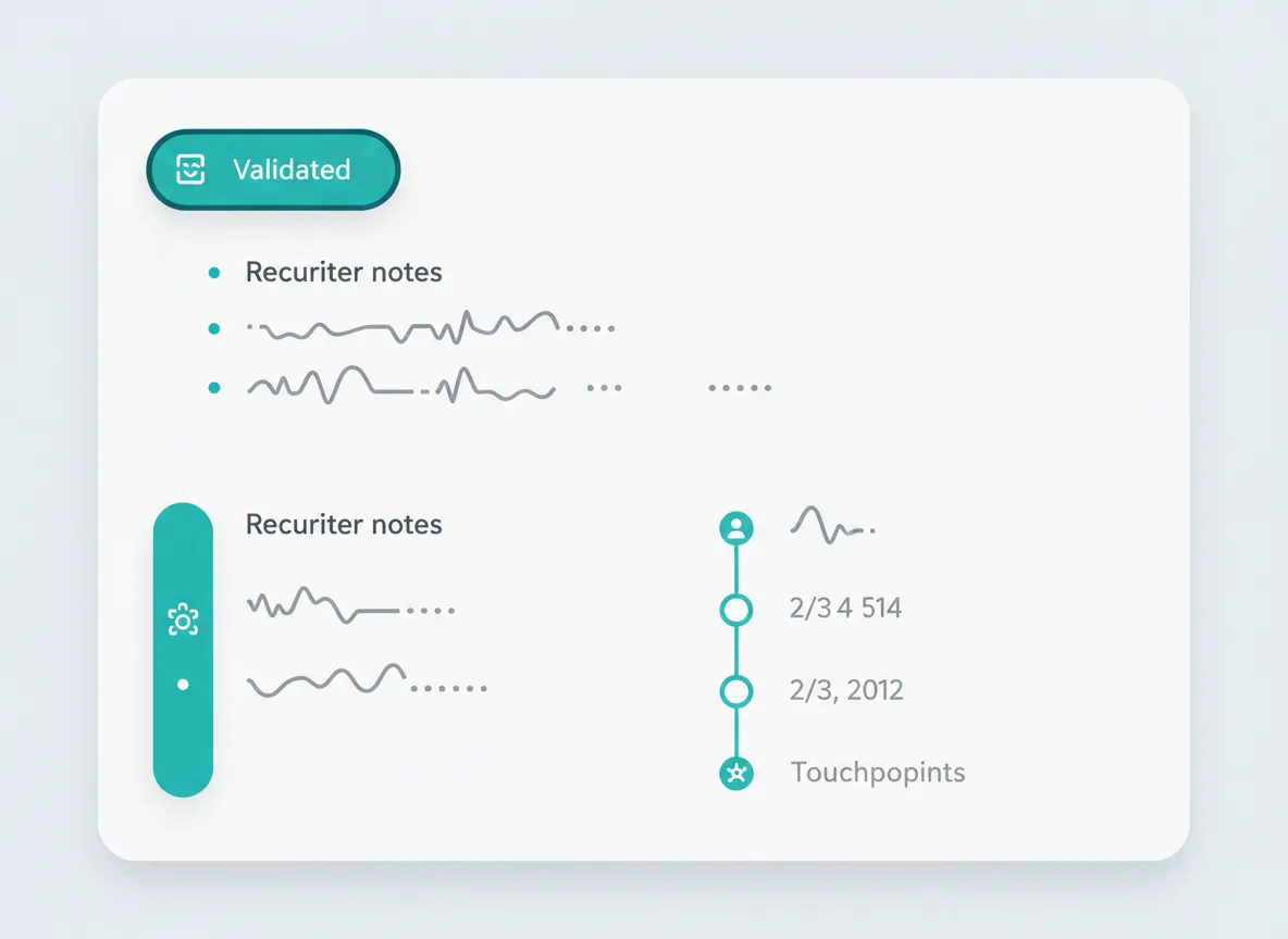 Mini UI card showing recruiter review notes