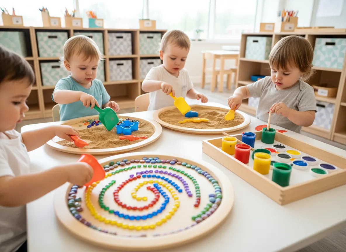 Art and sensory table with colorful materials