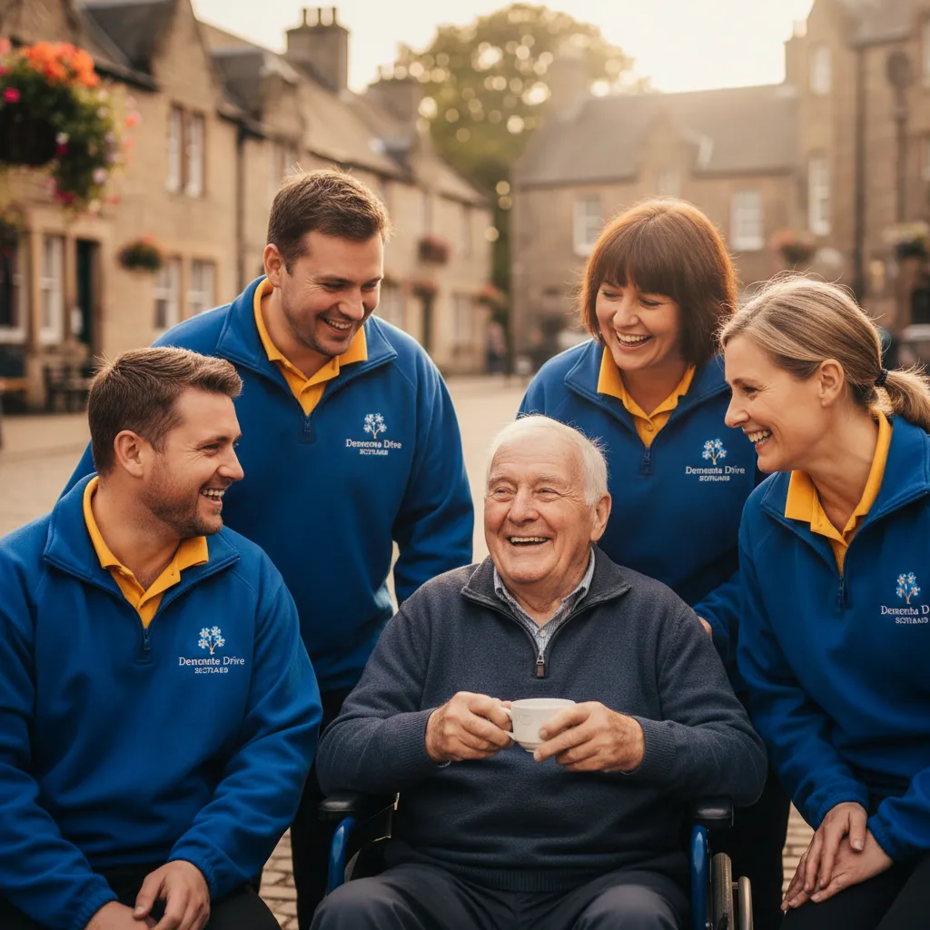 Smiling local volunteers from Dementia Drive Scotland