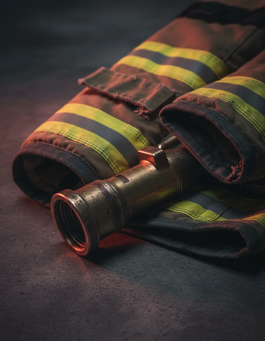 High-detail view of practical firefighter equipment and engineering