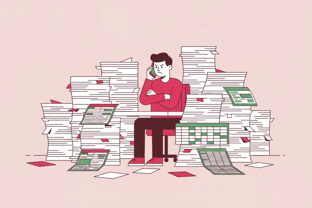 Personnel frustré au téléphone avec des papiers