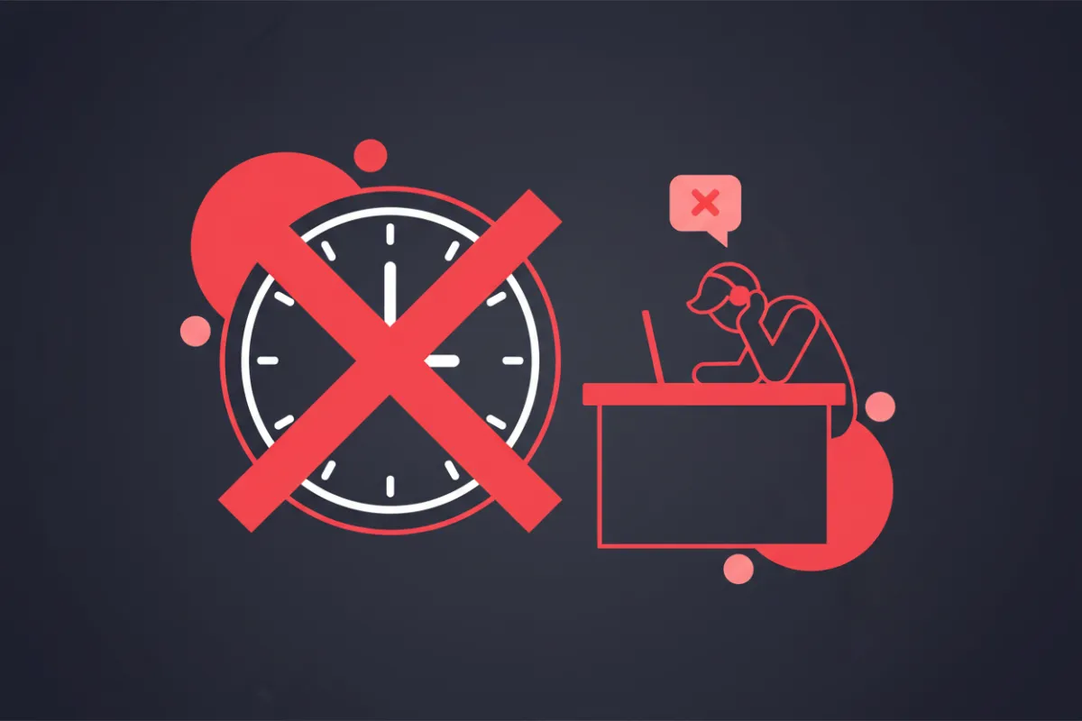 Confirmations limitées aux horaires de travail avec une horloge et un agent fatigué