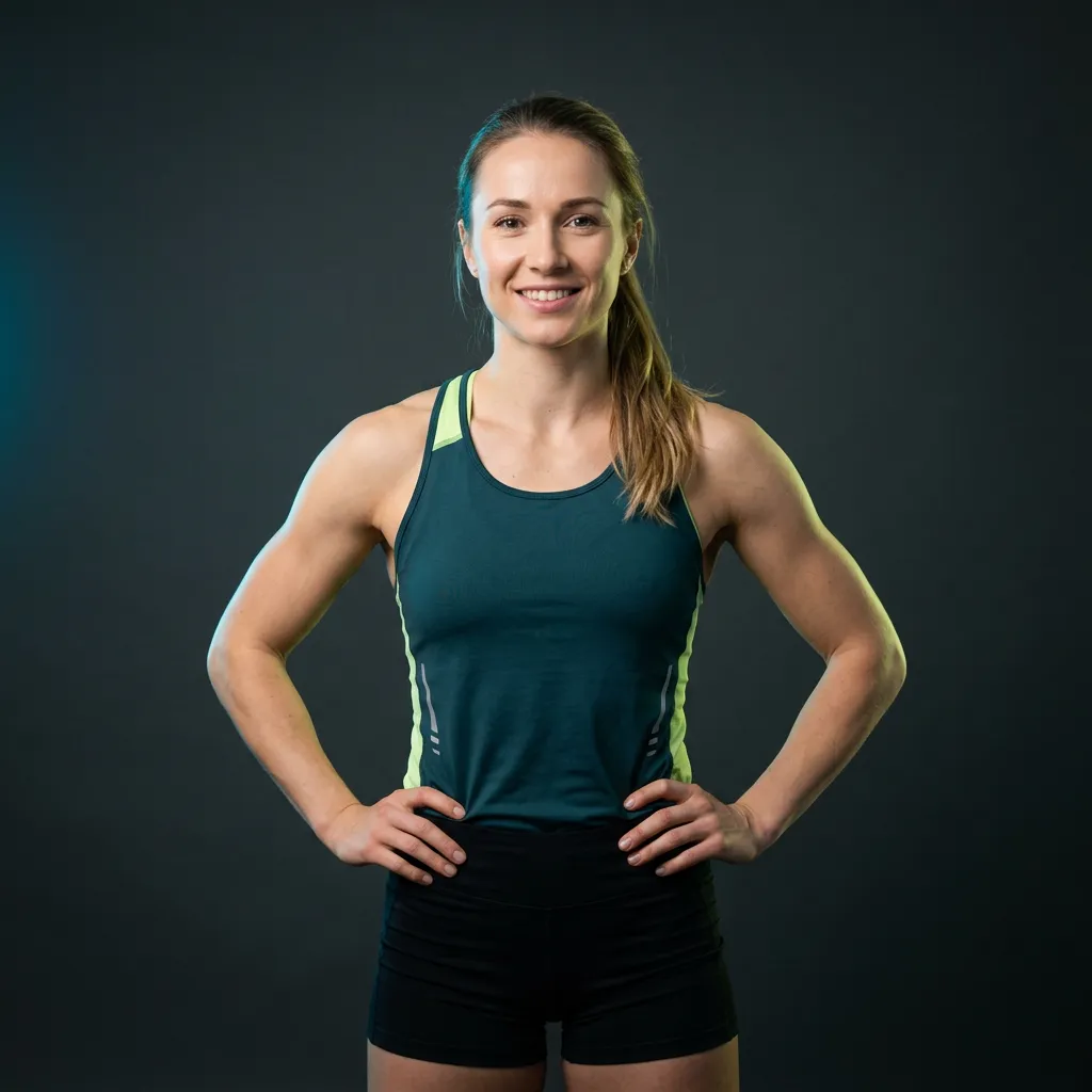 Elena Rostova hybrid athlete portrait