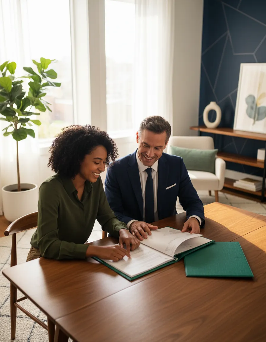 Couple reviewing their primary residence homebuyer documents