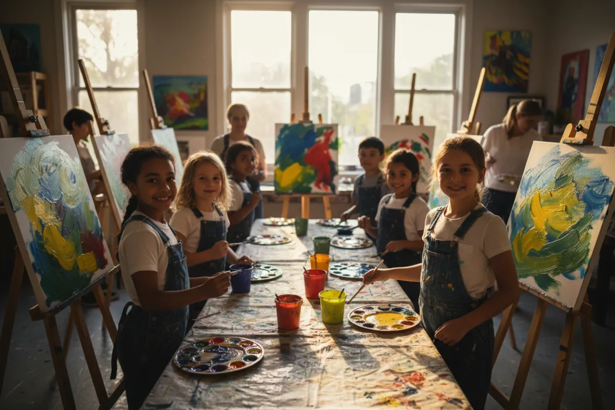 Children participating in accessible art programs