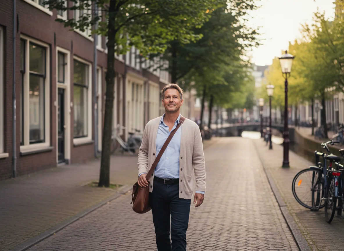 Medewerker die ontspannen naar huis gaat na het werk