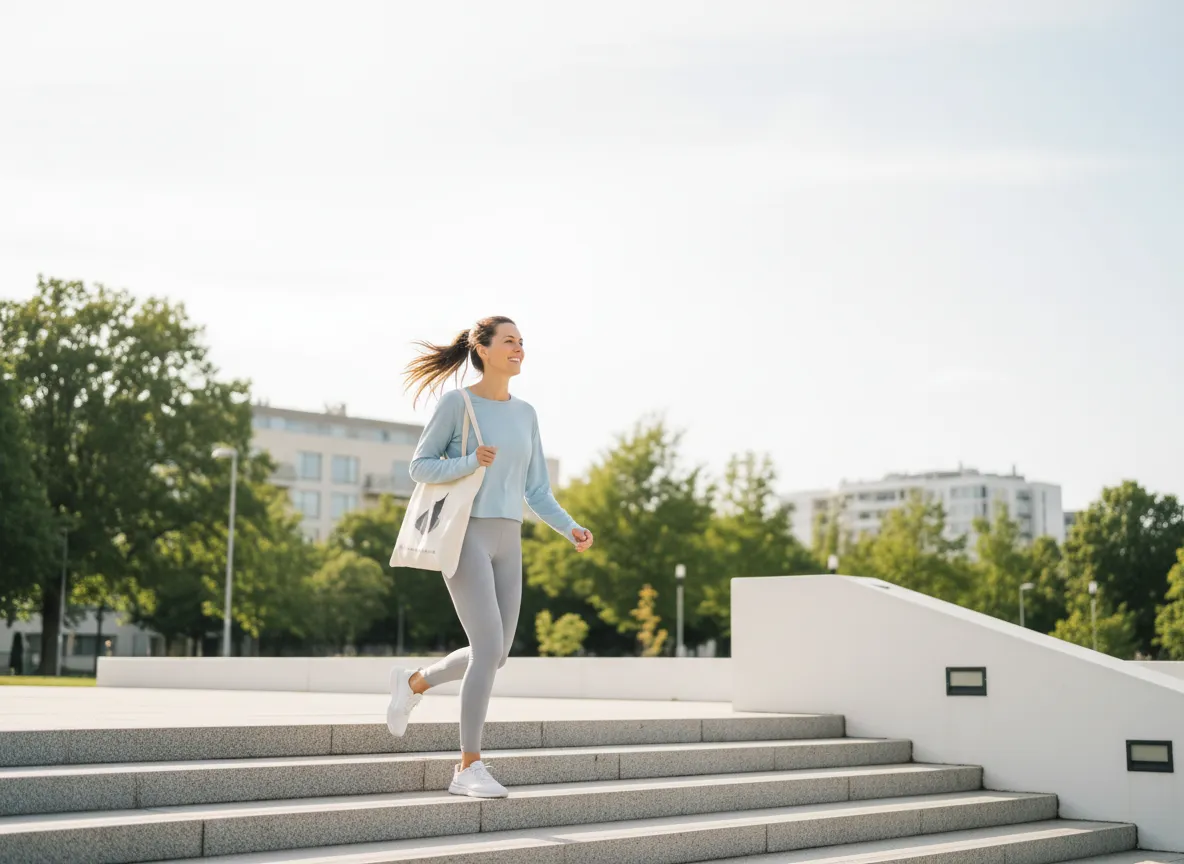 [Normale persoon die meer energie heeft in het dagelijks leven dankzij beweging]