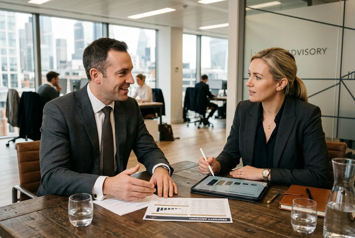 Commercial real estate consultation and investment advisory meeting