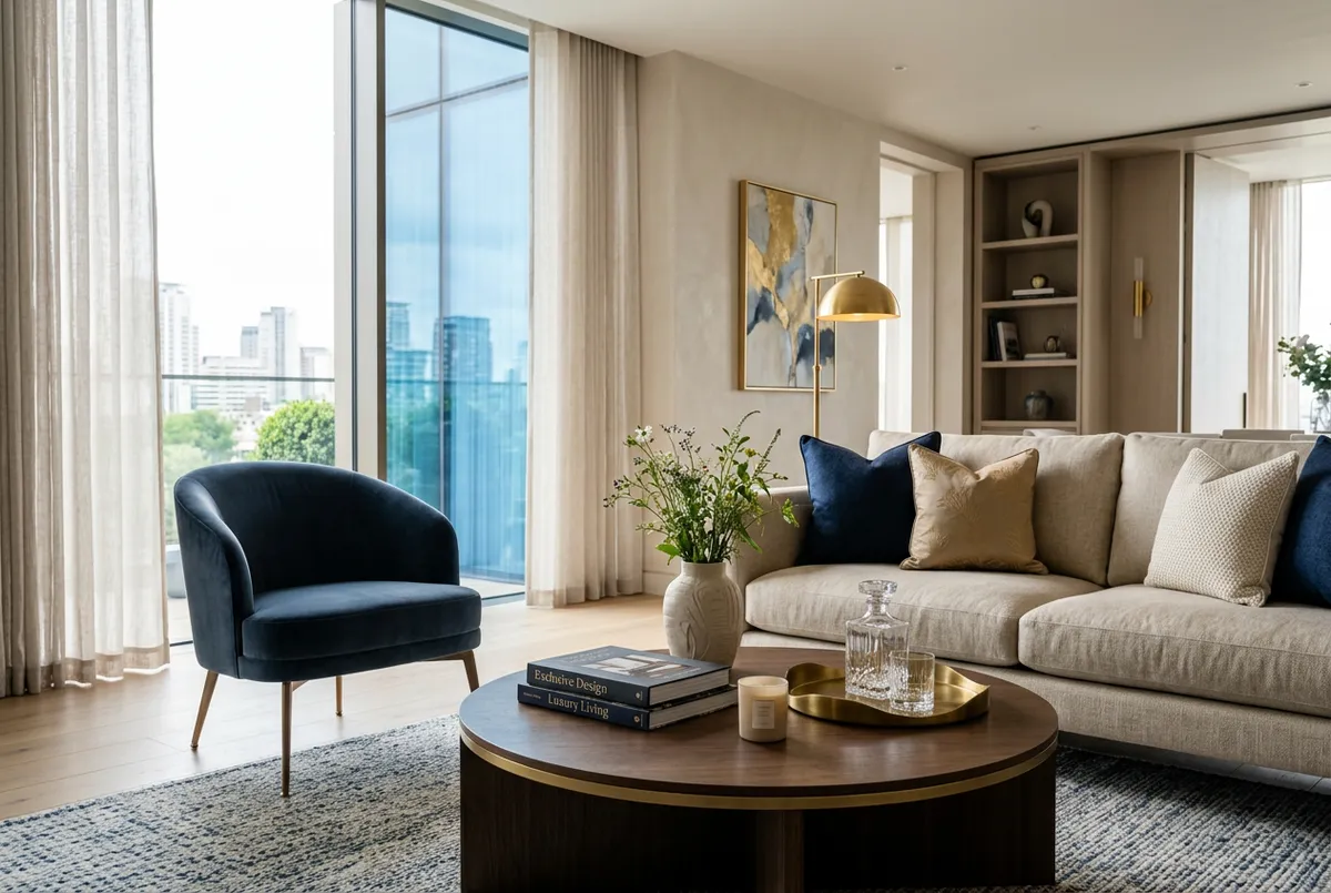 Exclusive luxury interior staging and custom living space details